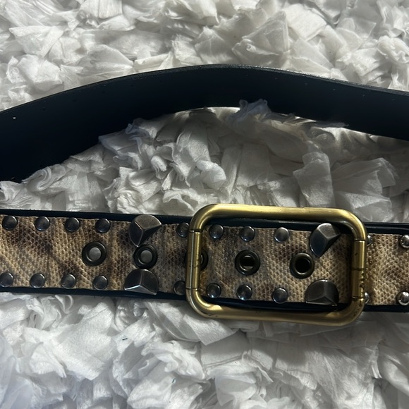 Dolce & Gabbana Leather Studded Snakeskin 2 Tone Belt Men’s Size 95cm 36 inch